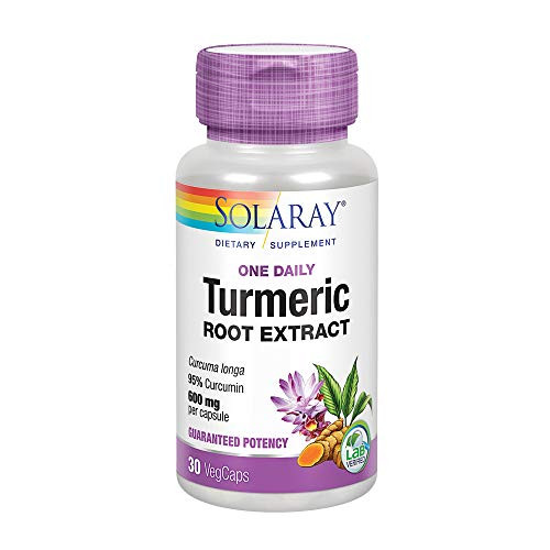 Solaray Turmeric Root Extract 600mg   One Daily   Healthy Joints  Cardiovascular System Support   Guaranteed Potency   30 VegCaps