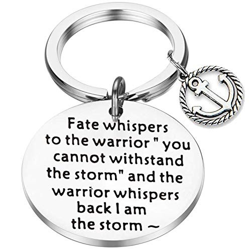 FEELMEM Encouragement Keychain I am The Storm Fate Whispers to The Warrior Keyring Inspirational Jewelry Gift  Silver FEELMEM Encouragement Keychain I am The Storm Fate Whispers to The Warrior Keyring Inspirational Jewelry Gift  Silver