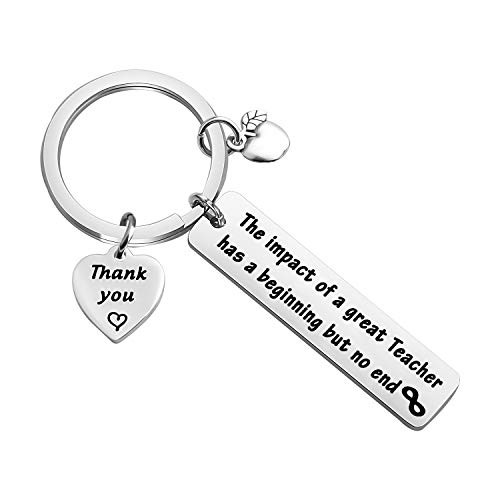 POTIY Teacher Appreciation Gift Back to School Gift The Impact of a Great Teacher Has a Beginning But No End Keychain Thank You Keyring for Teacher  Teacher Keychain
