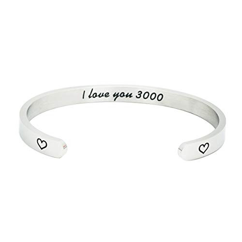 I Love You 3000 Iron Man Gifts Avengers Keychain Avenger Fan Gifts Inspirational Bracelets for Women Men Tony Stark Gift  I Love You 3000 Cuff Bangle