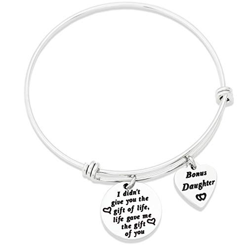 BonusDaughter Bracelet Stepdaughter Bangle from Stepmom Step Daughter Jewelry from Stepdad Adoption Bracelet Wedding Jewelry for Step Daughter Adopted Daughter Blended Family Jewelry