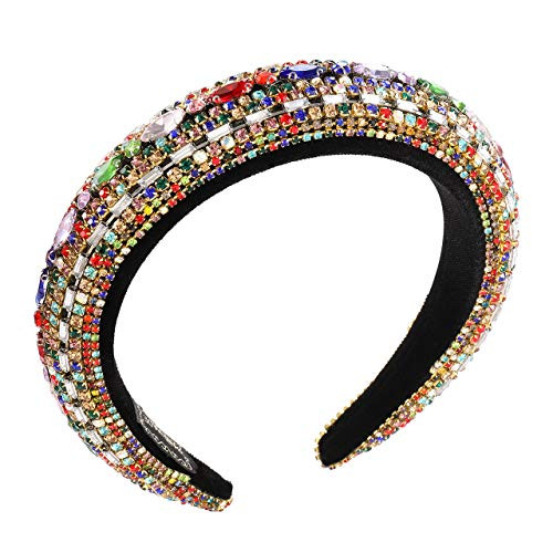 Rhinestone Padded Headband Women Velvet Colorful Crystal Embellished Headband Bejewelled Statement Wide Hair Hoop Hairband for Bridal Party Rhinestone Padded Headband Women Velvet Colorful Crystal Embellished Headband Bejewelled Statement Wide Hair Hoop Hairband for Bridal Party