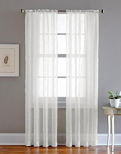 CHF Pintuck Sheer Curtain Panel 84" White