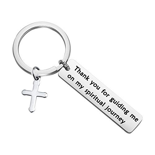 CYTING Confirmation Sponsor Keychain Gift Thank You for Guiding Me On My Spiritual Journey Cross Keychain Appreciation Gift for Sponsor Godparents  Confirmation Sponsor Keychain