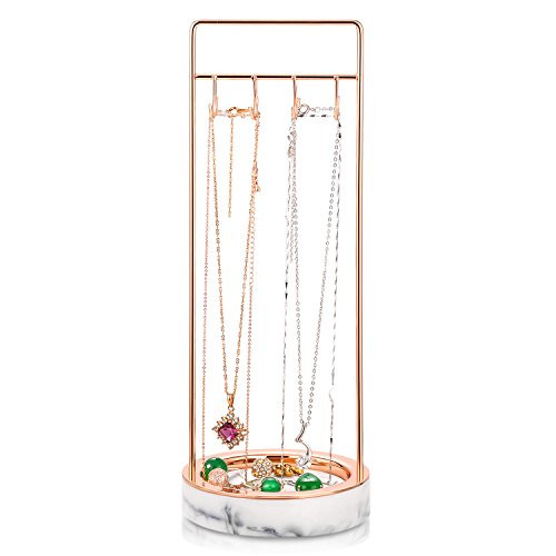 Jewelry Tree Stand Marble Resin & Rose Gold Metal- Bracelet & Necklace Jewelry Organizer Display Tree Rack w/Ring Tray (Marble) Jewelry Tree Stand Marble Resin & Rose Gold Metal- Bracelet & Necklace Jewelry Organizer Display Tree Rack w/Ring Tray (Marble)