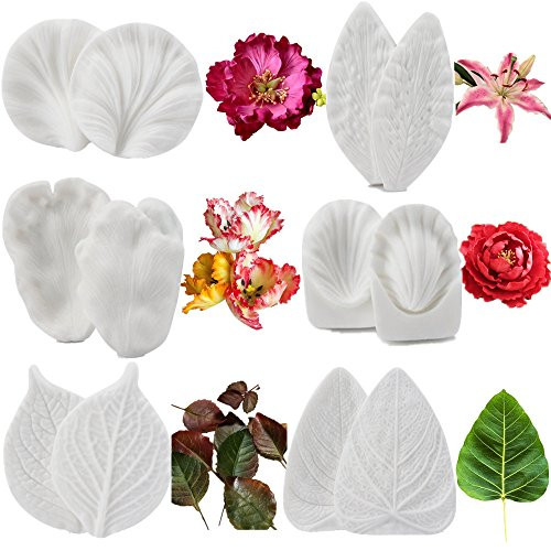 6set Gumpaste Flower and Leaf Silicone Veining Mold Sugarcraft Fondant Flower Making Tools for Wedding Cake Decorating,Chocolate, Sugar,Soap,Gum paste 6set Gumpaste Flower and Leaf Silicone Veining Mold Sugarcraft Fondant Flower Making Tools for Wedding Cake Decorating,Chocolate, Sugar,Soap,Gum paste