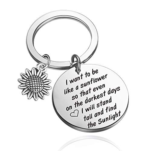TOGON Sunflower Charm Keychain I Want to Be Like a Sunflower Inspirational Gift for Women Girls Encourage Keyring Sunflower Jewelry Inspiring Gift  Sunflower KR TOGON Sunflower Charm Keychain I Want to Be Like a Sunflower Inspirational Gift for Women Girls Encourage Keyring Sunflower Jewelry Inspiring Gift  Sunflower KR