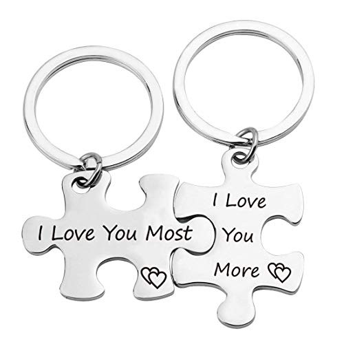 EIGSO Puzzle Couples Keychains I Love You More Promise Couples Keychains Set Couples Jewelry Gift for Boyfriend Girlfriend Lover EIGSO Puzzle Couples Keychains I Love You More Promise Couples Keychains Set Couples Jewelry Gift for Boyfriend Girlfriend Lover