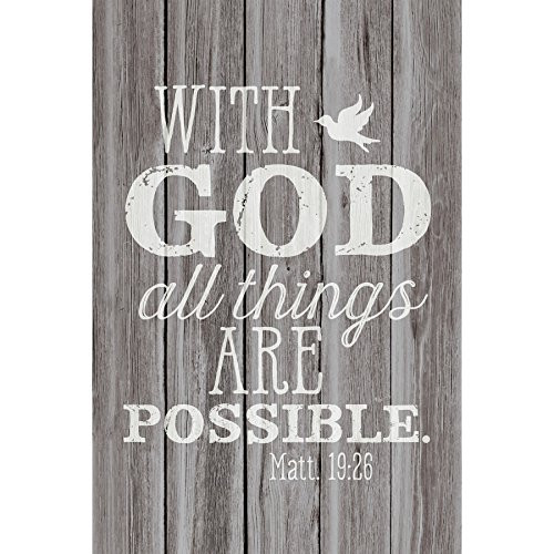 With God All Things are Possible Matthew 19:26 6 x 9 Wood Plank Look Wall Art Plaque