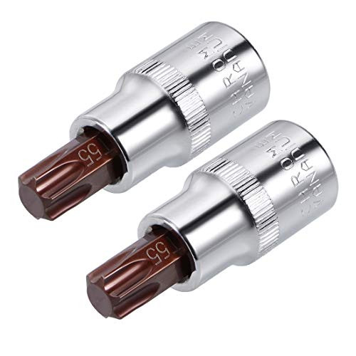 uxcell 1 2 Inch Drive T55 Torx Bit Socket S2 Steel 55mm Length 2 Pcs