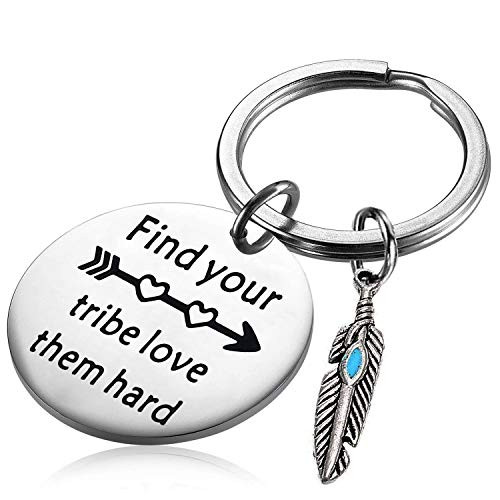 PLITI Christmas Family Bridal Party Gifts Find Your Tribe Love Them Hard Keychain Friend Family Team Gift  Find Your Tribe Key