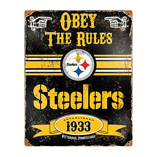 Party Animal NFL Embossed Metal Vintage Pittsburgh Steelers Sign