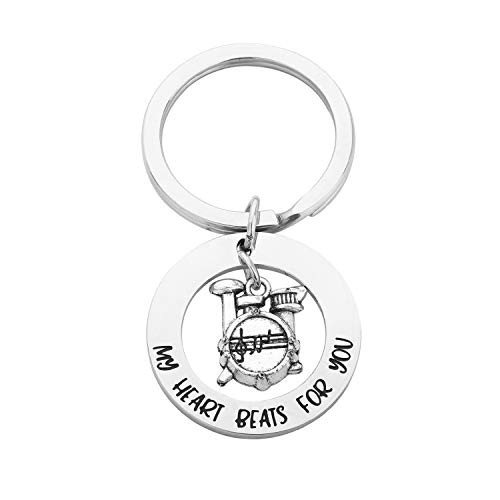 Lywjyb Birdgot Funny Drummer Gift Drummer Boyfriend Gift My Heart Beats for You Drum Charm Keychain Musician Gift Drum Kit Gifts Musician Keychain Percussion Jewelry  My Heart Beats for You