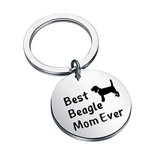 PENQI Beagle Mom Gift Beagle Lover Gift Best Beagle Mom Ever Keychain Beagle Owner Gift Animals Lover Gift Pet Lover Gift for Dog Lover  Sliver