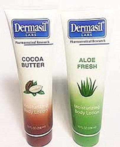 DERMASIL MOISTURIZING BODY LOTION BUNDLE  2 10 oz  tubes  1 Coco Butter and 1 Aloe Fresh