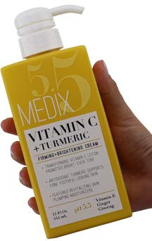 Medix 5 5 Vitamin C Cream w Turmeric for face and body  Firming   brightening cream for age spots  dark spots   sun damaged skin  Anti Aging Cream Infused w Vitamin E  Ginger  Ginseng   15oz