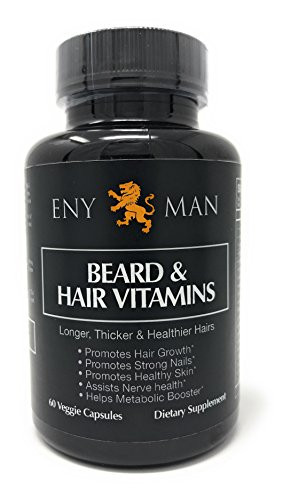 Beard Growth Supplement with Natural and Essential Beard Vitamins and Biotin Promotes Faster Facial Hair Growth for Men  60 Capsule   Fuller and Thicker Beard Grower