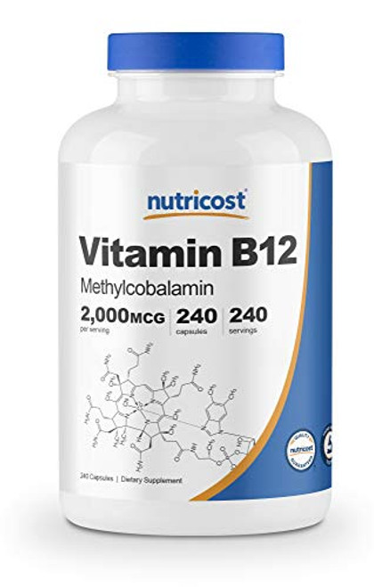 Nutricost Vitamin B12 Methylcobalamin 2000mcg 240 Capsules Veggie Caps Non GMO Gluten Free B12 Supplement Nutricost Vitamin B12 Methylcobalamin 2000mcg 240 Capsules Veggie Caps Non GMO Gluten Free B12 Supplement