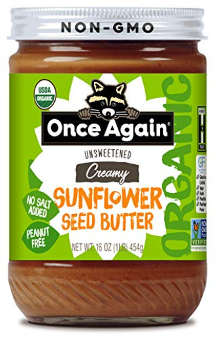 Once Again Organic Sunflower Butter Peanut Free Salt Free Unsweetened 16 oz Jar Once Again Organic Sunflower Butter Peanut Free Salt Free Unsweetened 16 oz Jar