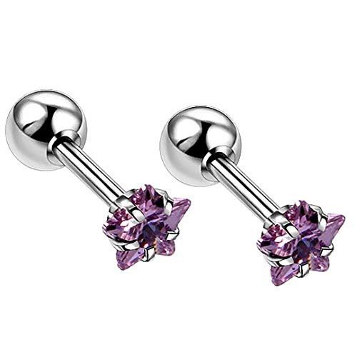 4mm Tiny Purple Amethyst Gemstone Stud Earrings in Stainless Steel February Birthstone Screw Back Star Shape 4mm Tiny Purple Amethyst Gemstone Stud Earrings in Stainless Steel February Birthstone Screw Back Star Shape