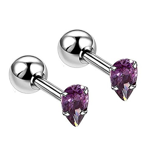 4mm Tiny Purple Amethyst Gemstone Stud Earrings in Stainless Steel February Birthstone Screw Back Shard Shape Teardrop Tear Drop 4mm Tiny Purple Amethyst Gemstone Stud Earrings in Stainless Steel February Birthstone Screw Back Shard Shape Teardrop Tear Drop