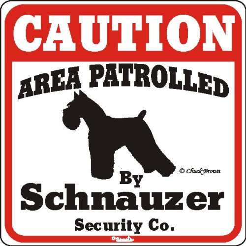 Dog Yard Sign Caution Area Patrolled by Schnauzer Security Company