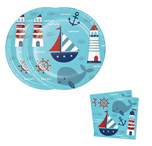 Nautical Baby Bundle Plates  16  Napkins  16