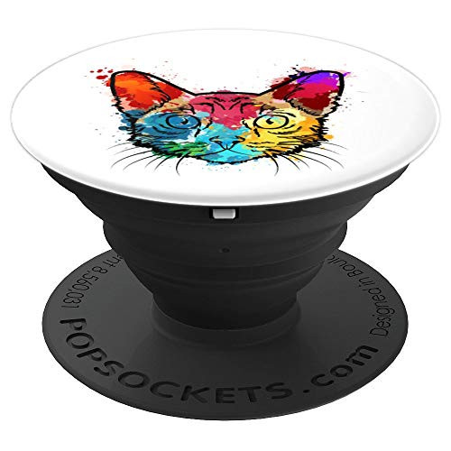 Watercolor Bengal Cat Mom Splat Paint Gift PopSockets Grip and Stand for Phones and Tablets