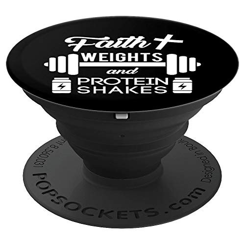Christian Workout Faith Weigths Protein Shakes PopSockets Grip and Stand for Phones and Tablets