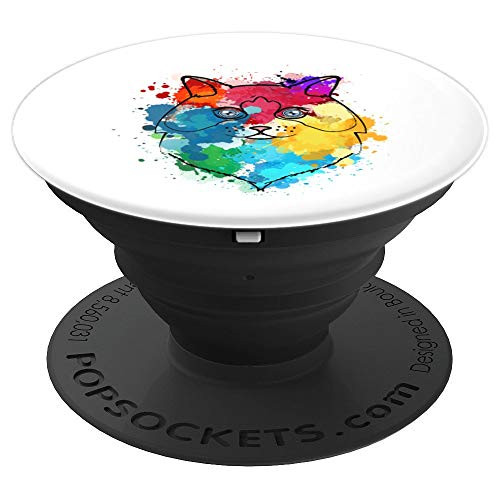 Watercolor Ragdoll Cat Mom Splat Paint Gift PopSockets Grip and Stand for Phones and Tablets