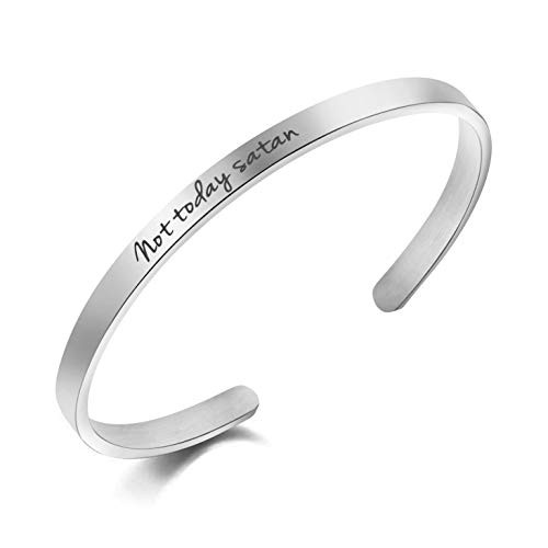 Awegift Not Today Satan Bracelet Inspirational Gifts for Women Unique Jewelry Gifts for Her Mantra Cuff Bangle Awegift Not Today Satan Bracelet Inspirational Gifts for Women Unique Jewelry Gifts for Her Mantra Cuff Bangle
