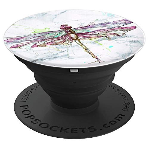 Cute Dragonfly Watercolor Design Gift On White Marble PopSockets Grip and Stand for Phones and Tablets