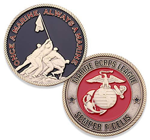 Marine Corps League Challenge Coin   USMC Military Coin   Iwo Jima Semper Fi Challenge Coin   Designed by Marines FOR Marines   Officially Licensed