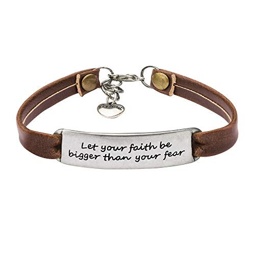 Encouragement Gifts for Women Leather Bracelet Jewelry Let Your Faith Be Bigger Than Your Fear Encouragement Gifts for Women Leather Bracelet Jewelry Let Your Faith Be Bigger Than Your Fear