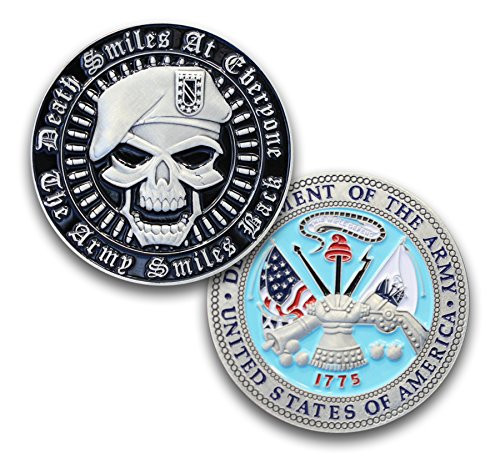 Army Death Smiles Challenge Coin Amazing U S  Army Challenge Coin  Officially Licensed Product Designed By Military Veterans Unreal Detail Collectible Coin