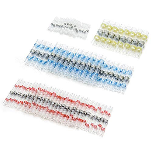 180PCS Solder Seal Wire Connectors  Camtek Heat Shrink Solder Connectors Solder Seal Butt Connectors Electrical Wire Terminals Insulated Waterproof Marine Copper Connectors Kit