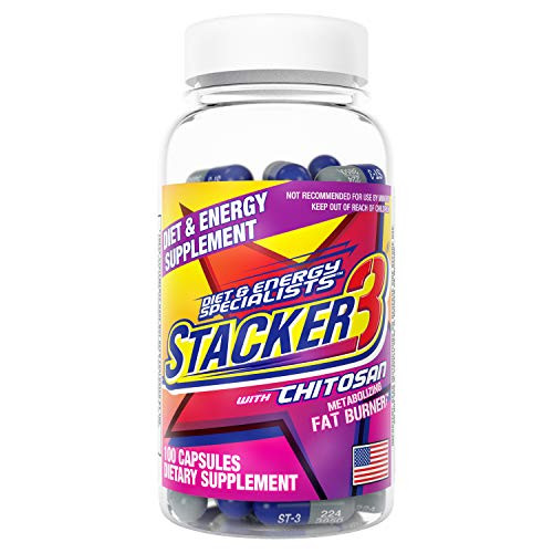 Stacker 3 with Chitosan Herbal Fat Burner and Metabolism Boosting Supplement  100 Capsules
