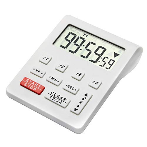 4 Channel Digital Countdown Timer   AIMILAR Big Screen Count Up Down Kitchen Timer Clock for Cooking Baking  White