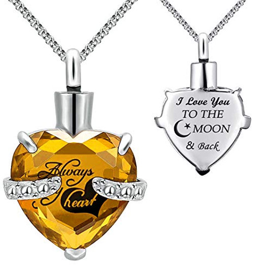 Urn Necklaces for Ashes Always in My Heart Heart Cremation Jewelry Memorial Pendant Birthstone Necklace November URN Urn Necklaces for Ashes Always in My Heart Heart Cremation Jewelry Memorial Pendant Birthstone Necklace November URN