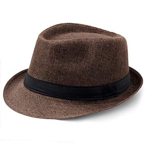 BABEYOND 1920s Panama Fedora Hat Cap for Men Gatsby Hat for Men 1920s Mens Gatsby Costume Accessories  Brown  Polyester