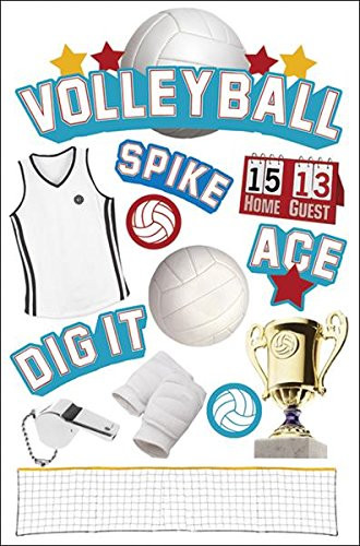 Paper House Productions STDM-0064E 3D Cardstock Stickers, Volleyball (3-Pack)