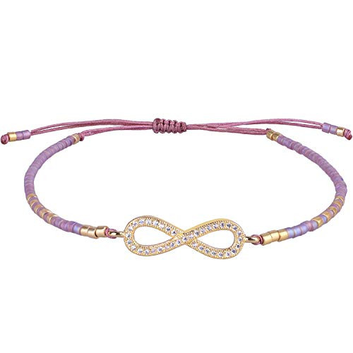 KELITCH New Miyuki Friendship Bracelets Crystal CZ Beads Strand Bracelets Bangles for Womens  Purple J