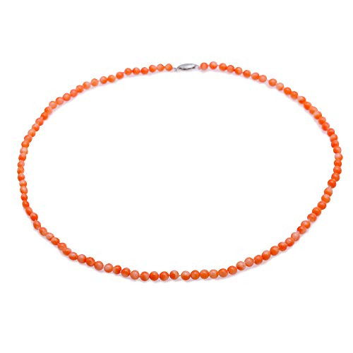 JYX Coral Necklace 4 5mm Tiny Orange Pink Round Coral Beads Single strand Necklace 20 JYX Coral Necklace 4 5mm Tiny Orange Pink Round Coral Beads Single strand Necklace 20