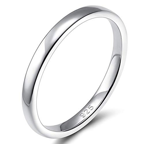 2mm 925 Sterling Silver Ring Thin High Polish Plain Dome Comfort Fit Size 9