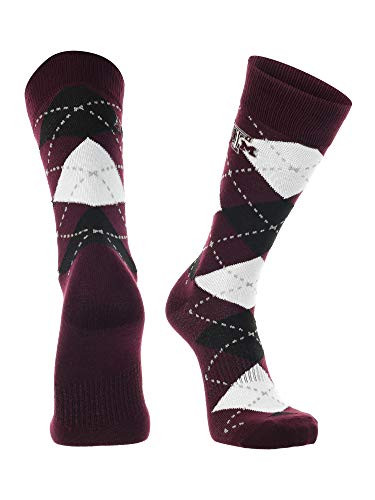 Texas A M Aggies Argyle Dress Socks  Maroon Grey White  Large