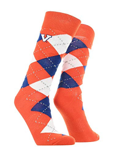 TCK Virginia Cavaliers Argyle Dress Socks  Orange Blue White  Large