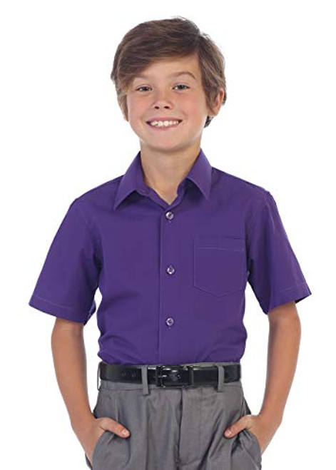 Gioberti Boy s Short Sleeve Solid Dress Shirt  Purple B  10