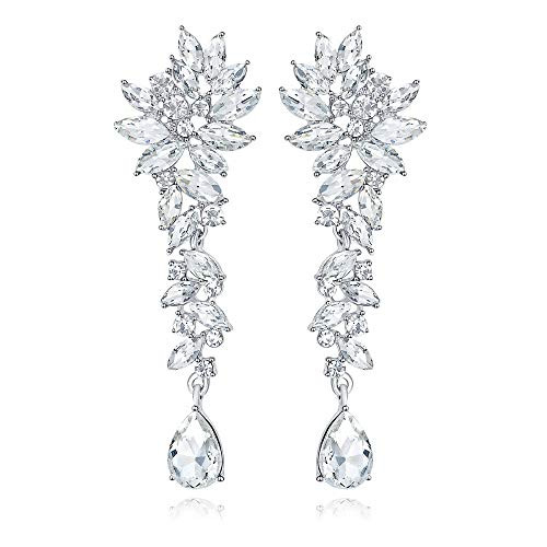 mecresh Bridal Wedding Teardrop Marquise Crystal Cluster Chandelier Dangle Earrings for Brides Bridesmaid
