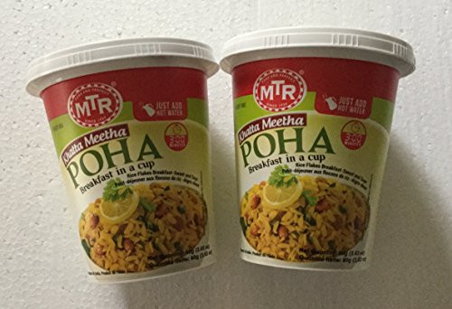 MTR Khatta Meetha Poha Breakfast in a Cup   80 Grams  2 Packs