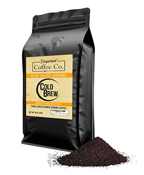 Decaf Salted Caramel   Flavored Cold Brew Coffee   Inspired Coffee Co    Swiss Water Process   Coarse Ground Coffee   12 oz  Resealable Bag Decaf Salted Caramel   Flavored Cold Brew Coffee   Inspired Coffee Co    Swiss Water Process   Coarse Ground Coffee   12 oz  Resealable Bag